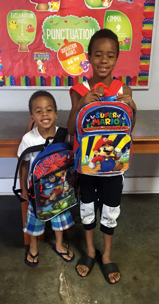 Students with backpacks.